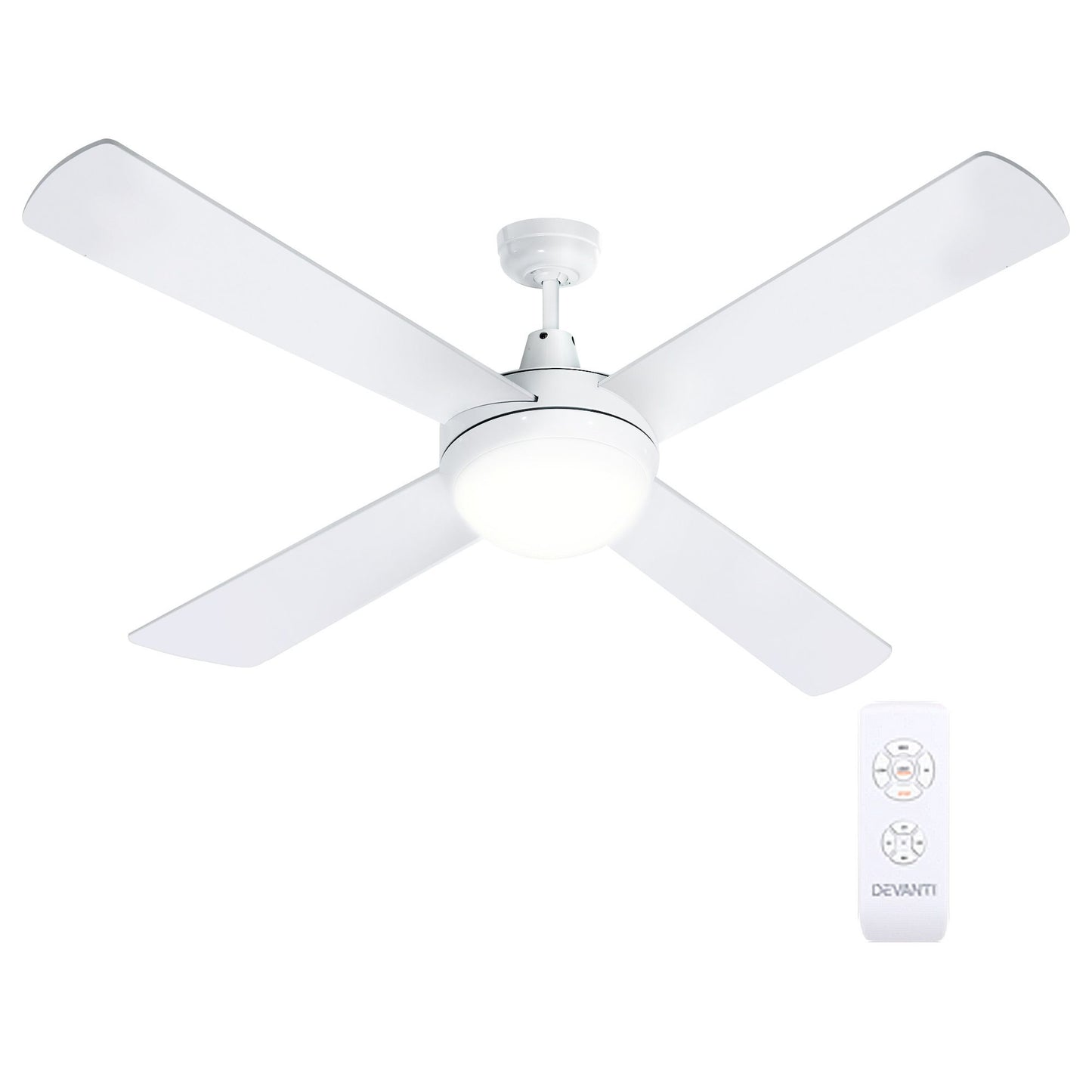 Devanti 52'' Ceiling Fan AC Motor w/Light w/Remote - White