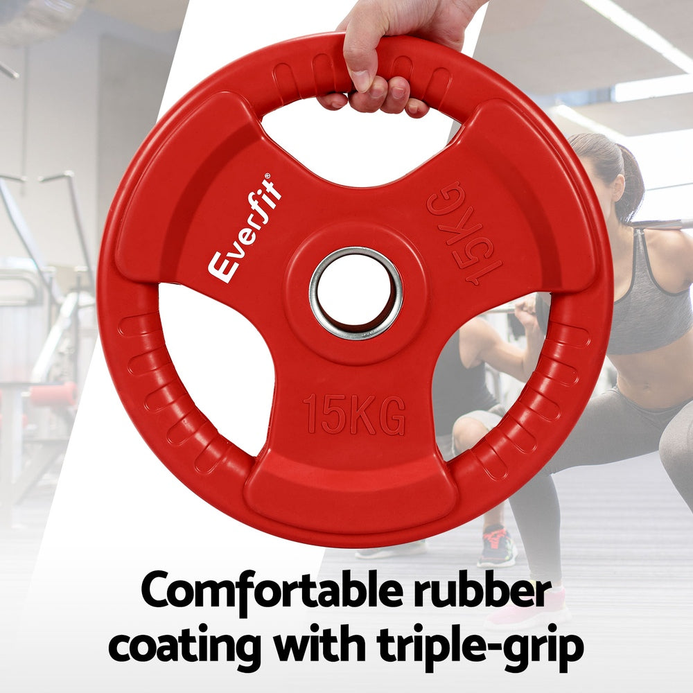 Everfit Weight Plates Olympic 15kgx2 Dumbbell Barbell Plate Weight Lifting Home Gym Red