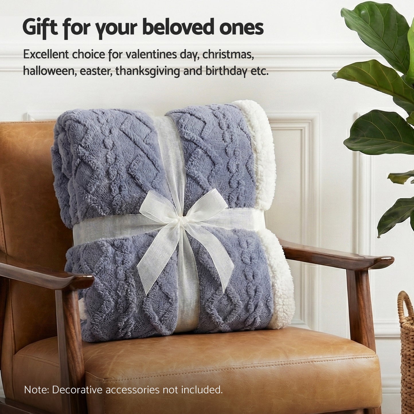 Giselle 152x203cm Throw Blanket Double-Sided Fleece Lightweight For Sofa Couch Bed Queen