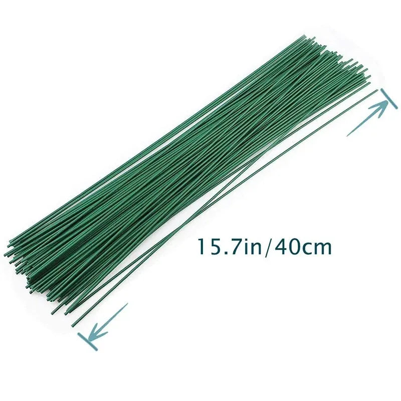 Trendbay 10Pcs Green Floral Wire Stems for Flower Arrangements