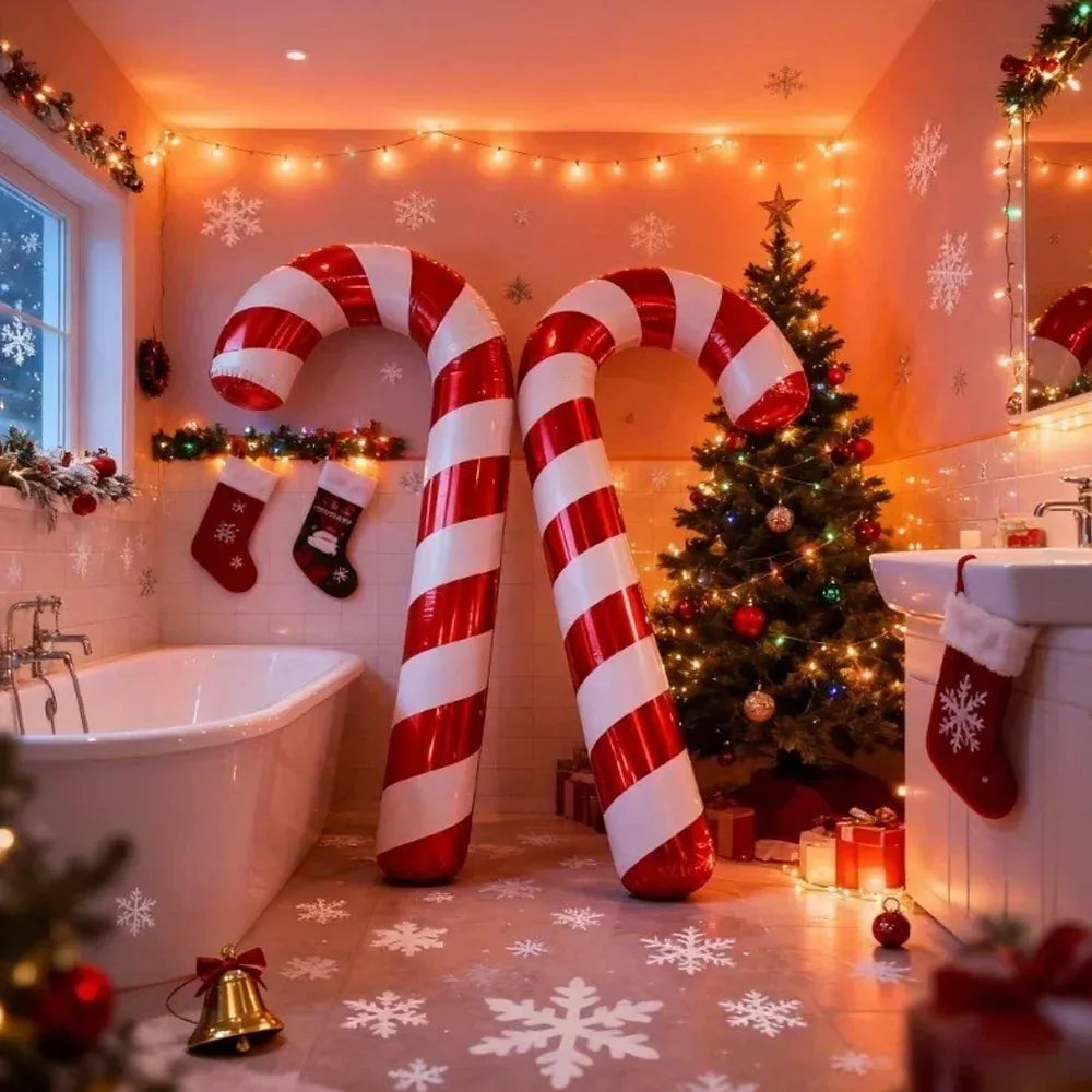 Trendbay 2pcs Extra-Large Red & White Striped Candy Cane Balloons