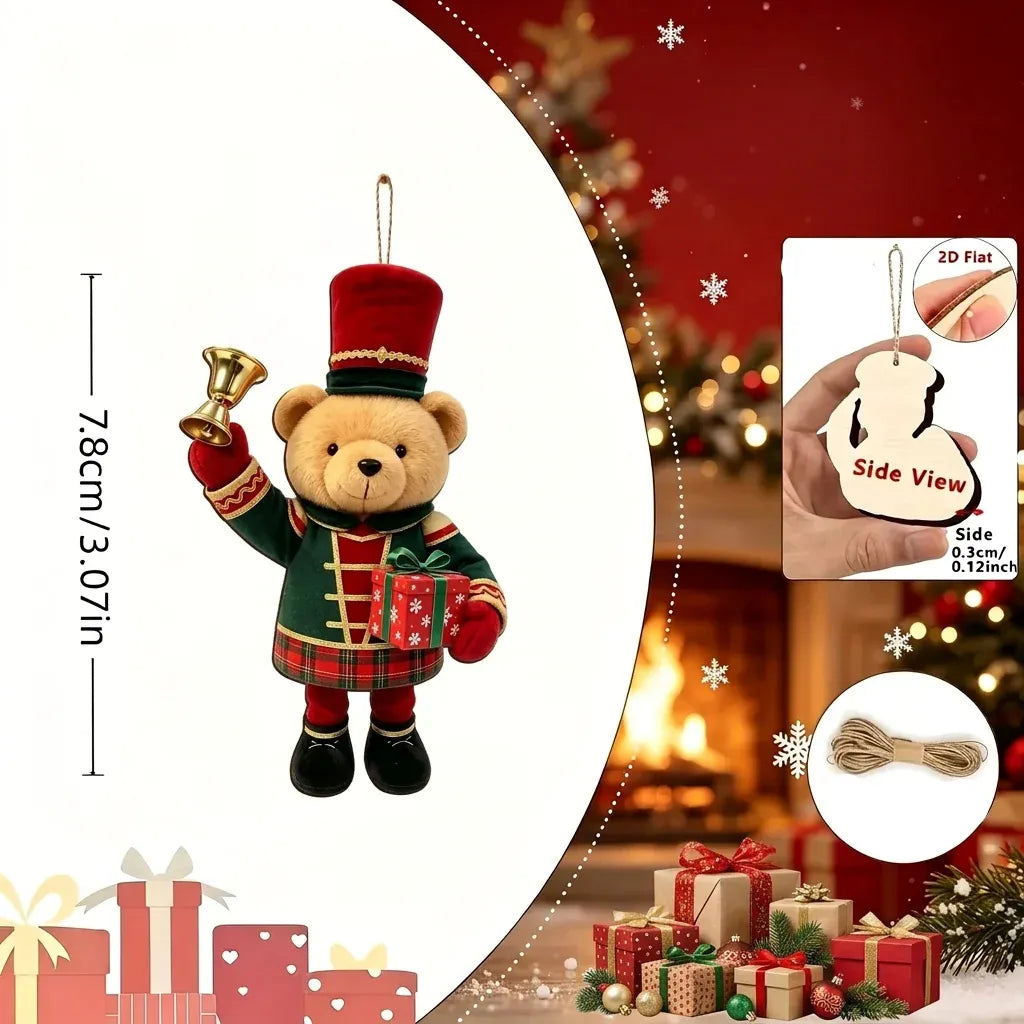 Trendbay 20-Piece Wooden Bear Christmas Ornament Set