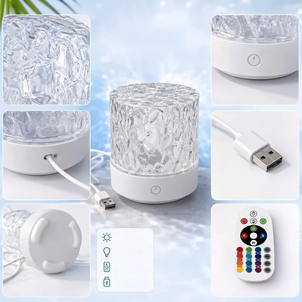 RGB Water Ripple Night Light with Remote Control