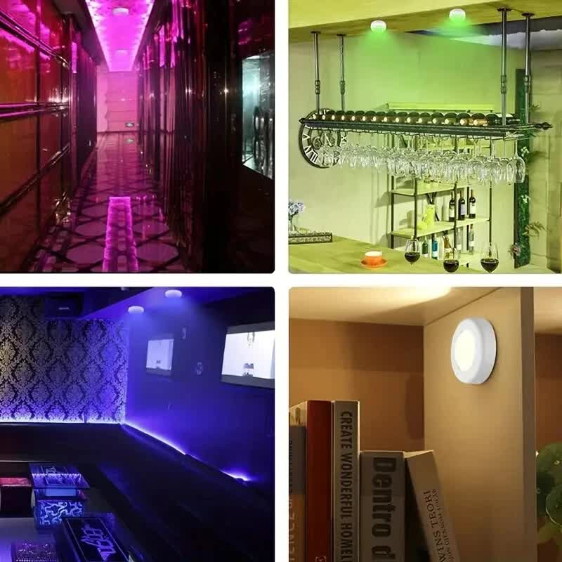 6 Pack RGBW LED Cabinet Lights, Remote Control, Battery Powered