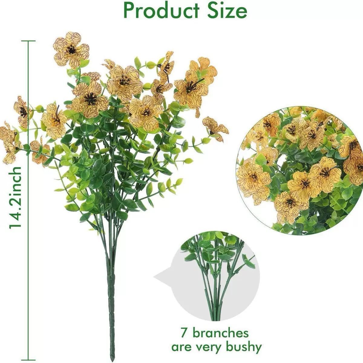 7 Heads 35 Mesh Eucalyptus Violet White 21 Bunches