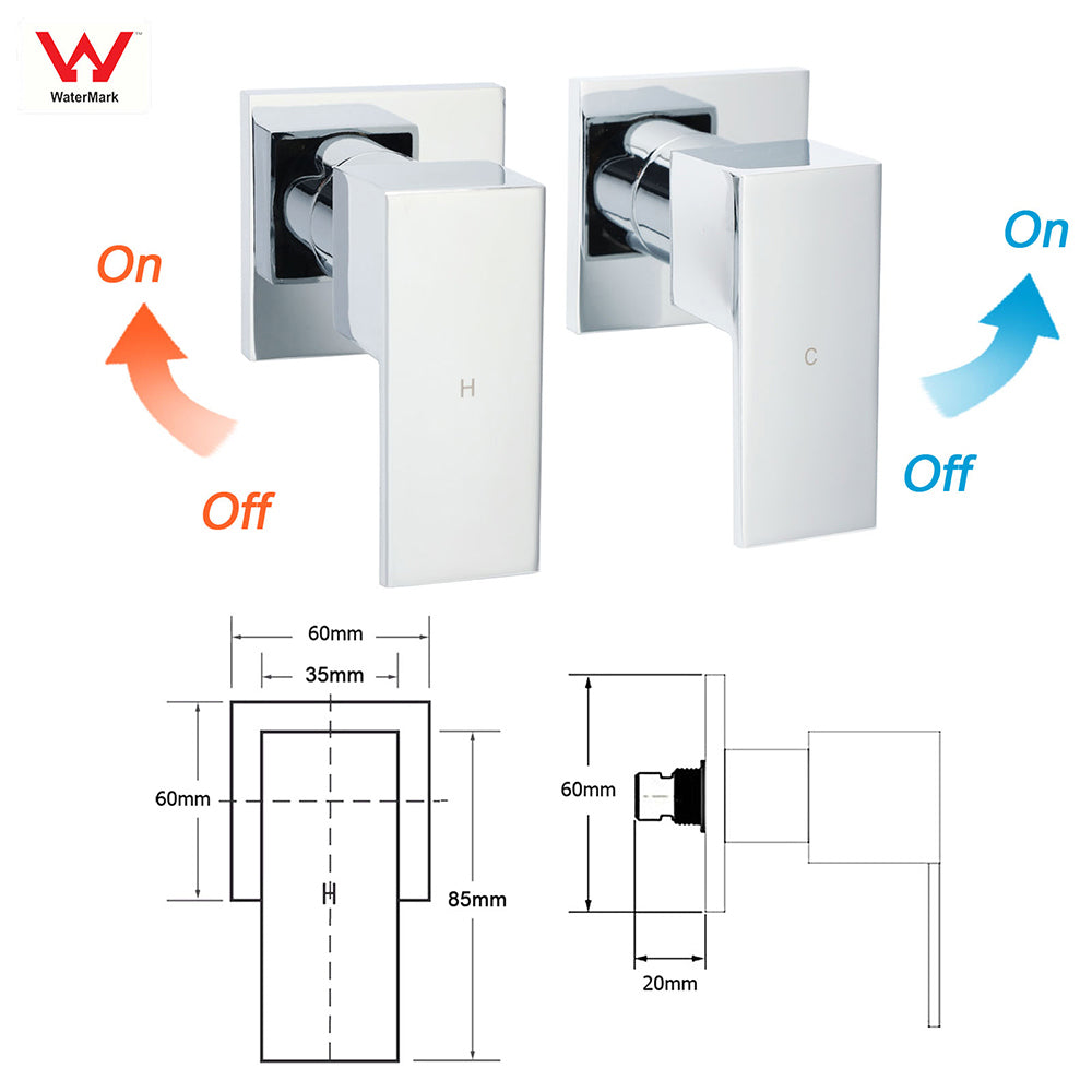 WELS Square Large 12" Shower Head 3 Mode Handheld Diverter Wall Arm 2in1 Set + Taps