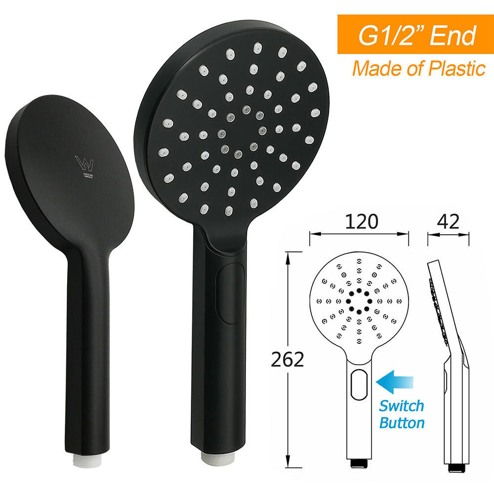 Matt Black 10" Shower Rain Head Handheld Silde Wall Arm Rail Dual Bath Set