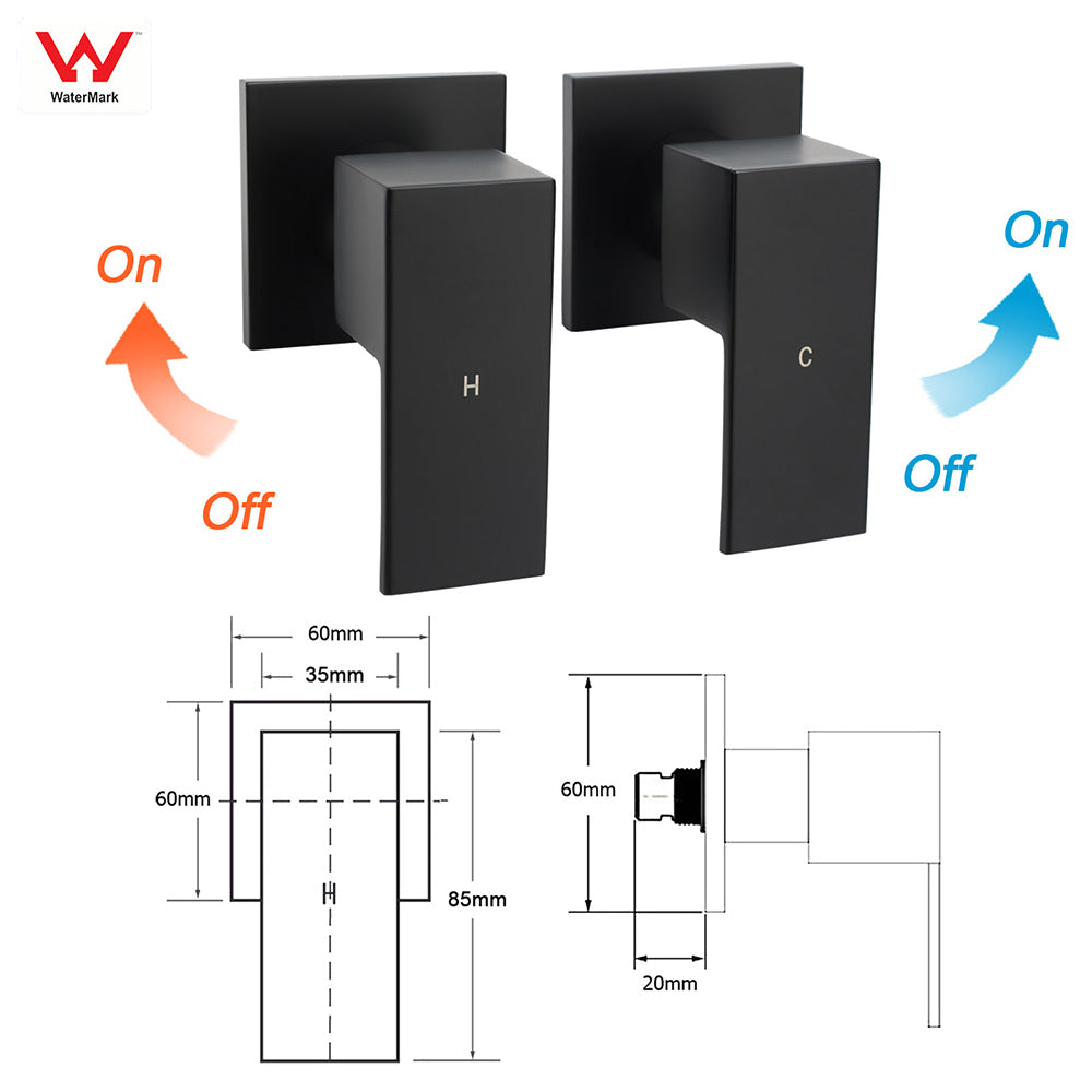 Matt Black Square Twin Shower 10" Rain Head 3 Modes Handheld Silde Rail Arm Taps Set