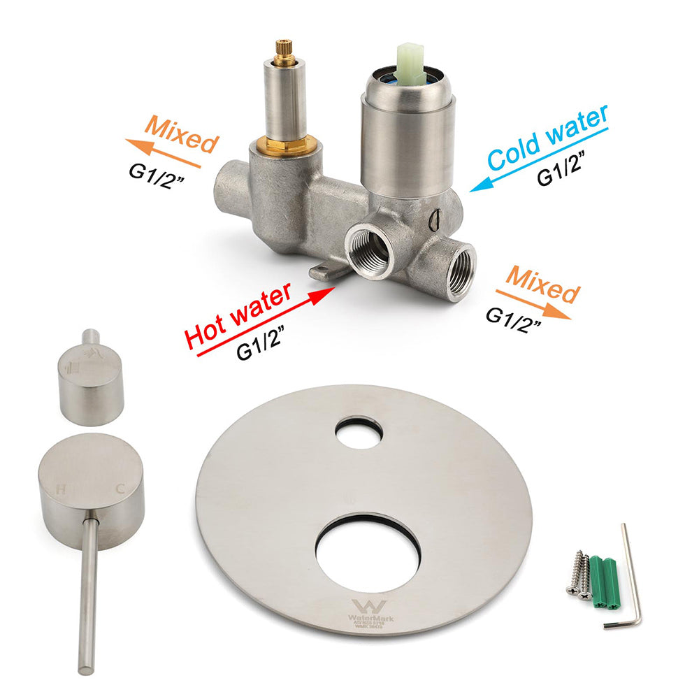 AU Round Stainless Steel Shower Mixer Diverter Brushed Nickel For Bathroom Sets