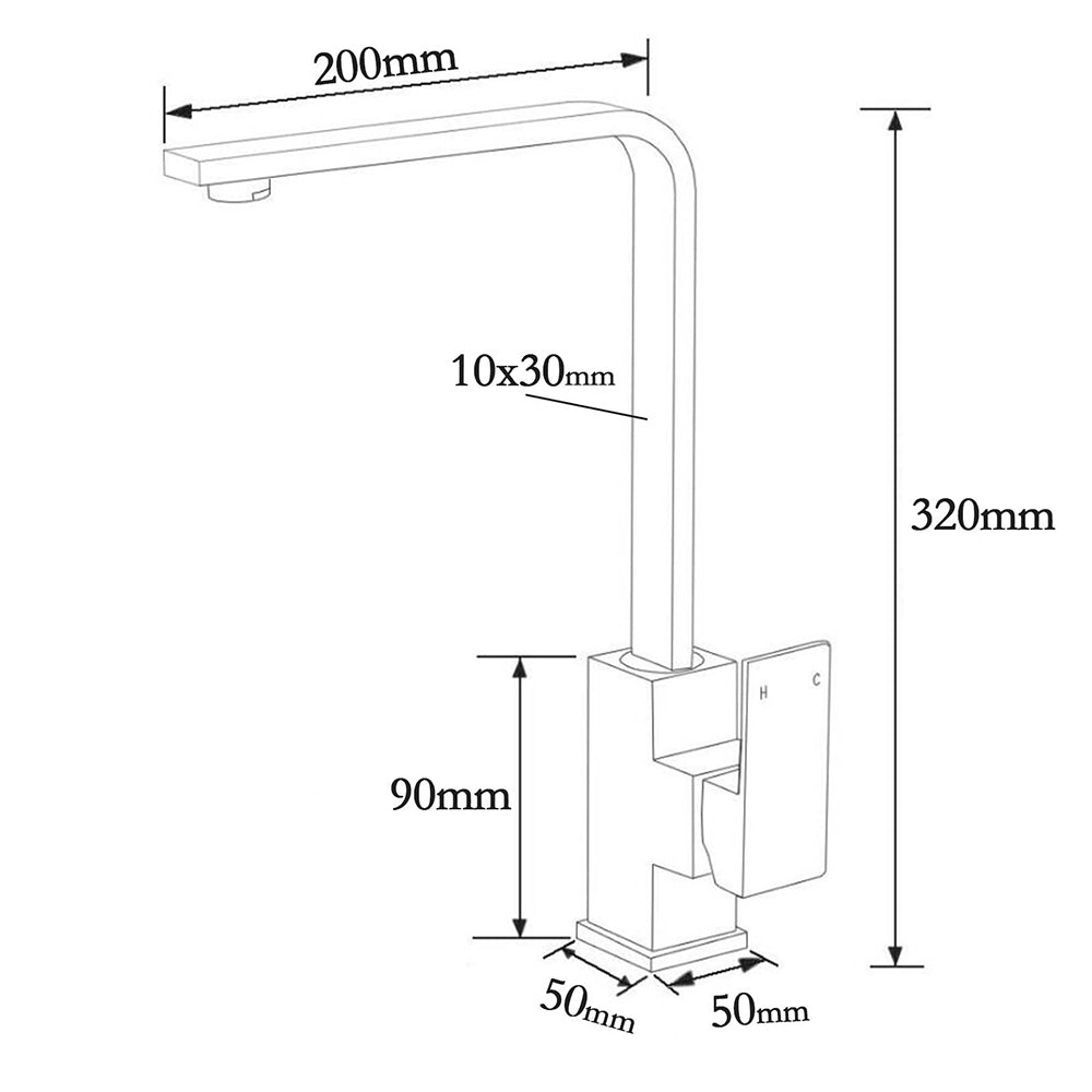 Matt Black Square Gooseneck 360 Swivel Laundry Sink Kitchen Mixer Faucet Tapware