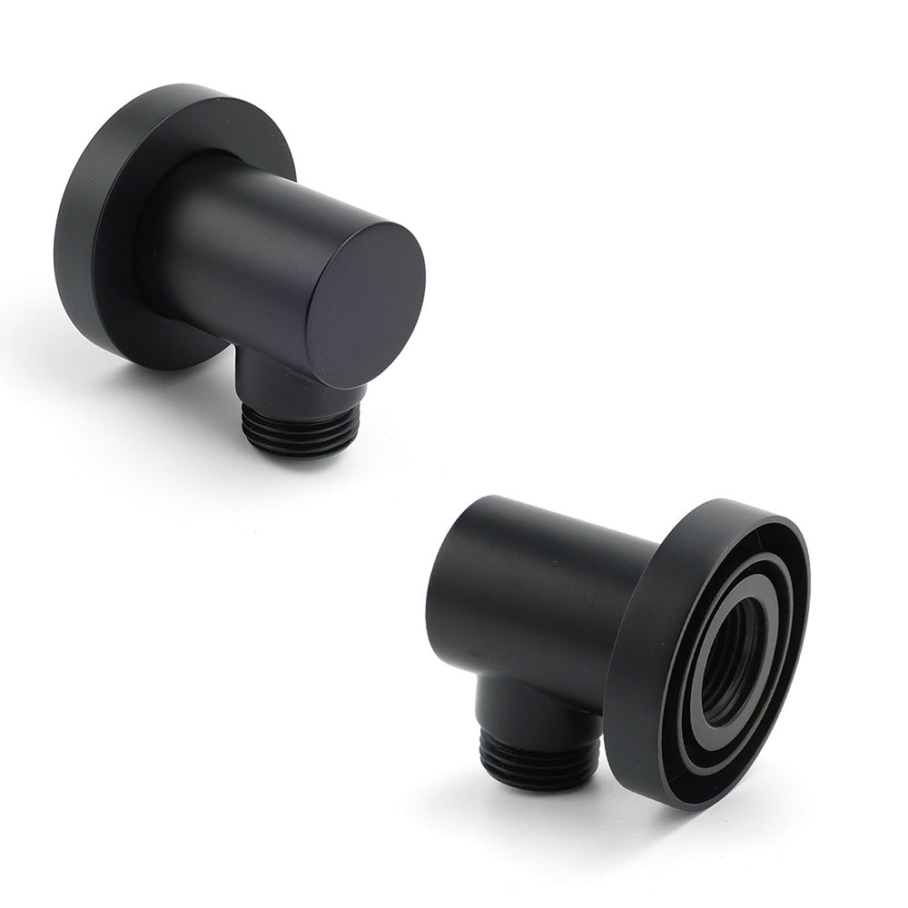 Round Brass Black Standard G1/2" Inch End Flexible Shower Elbow Connector Water Inlet