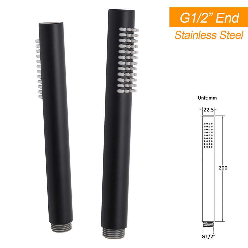 Matte Black Large 12" Round Shower Head Twin Set Stainless Steel Handheld Diverter Wall Rail Arm