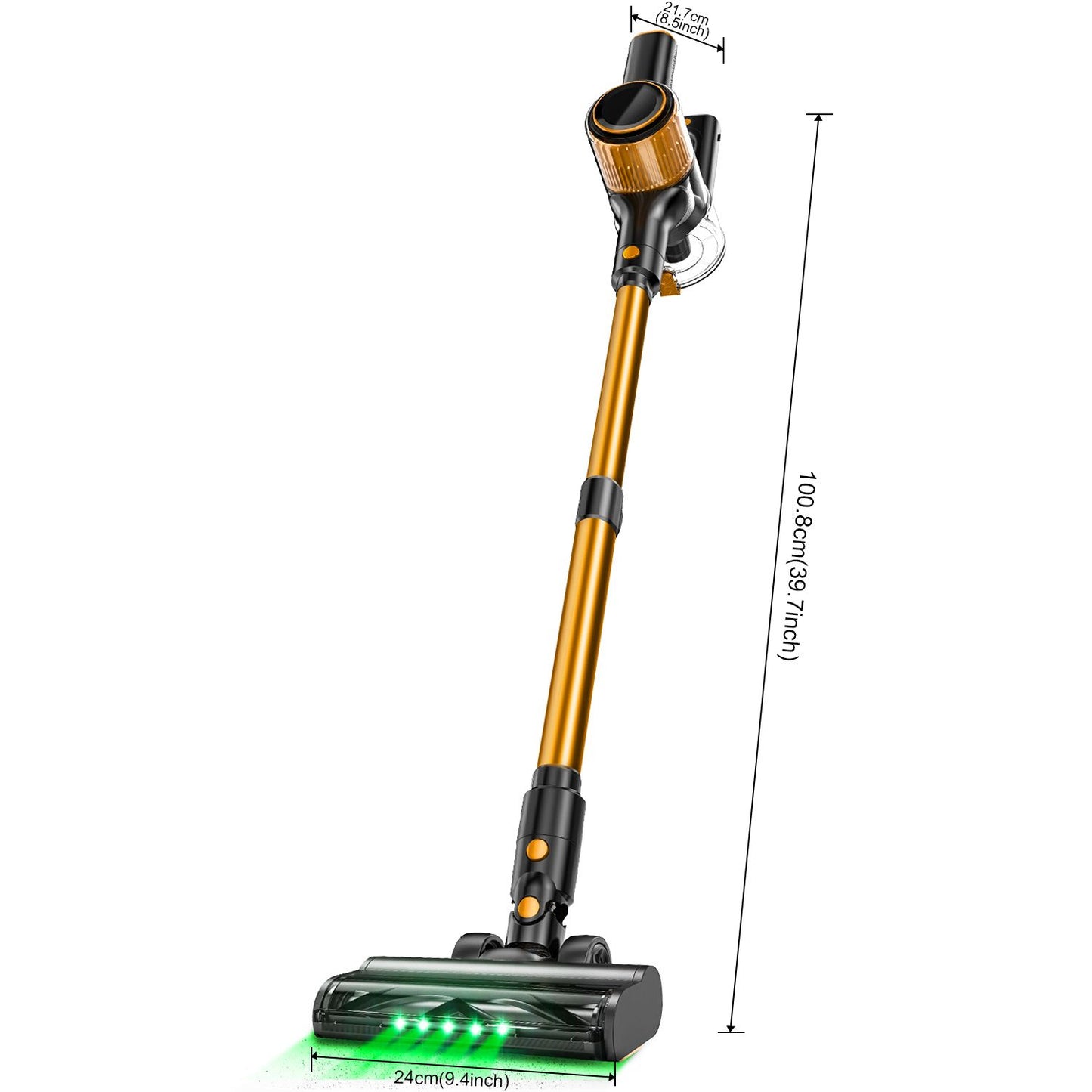 Cordless Vacuum Cleaner, 55Kpa Powerful Suction,8-in-1 Powerful Stick Vacuum Cleaner with Anti-tangle Brush And Upgraded Green Light, 2200mAh. 45 Minute Run Time Rechargeable Lightweight Vacuum Cleaner for Hardwood Floors, Carpets And Pet Hair.