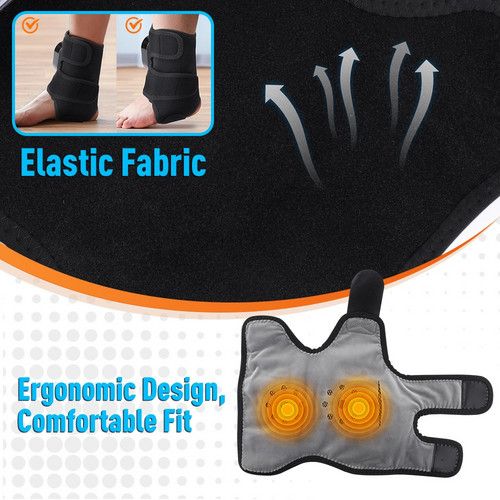 Black Cordless Ankle Heating Pad, Foot and Ankle Massager with Heat Foot Renew Triple
