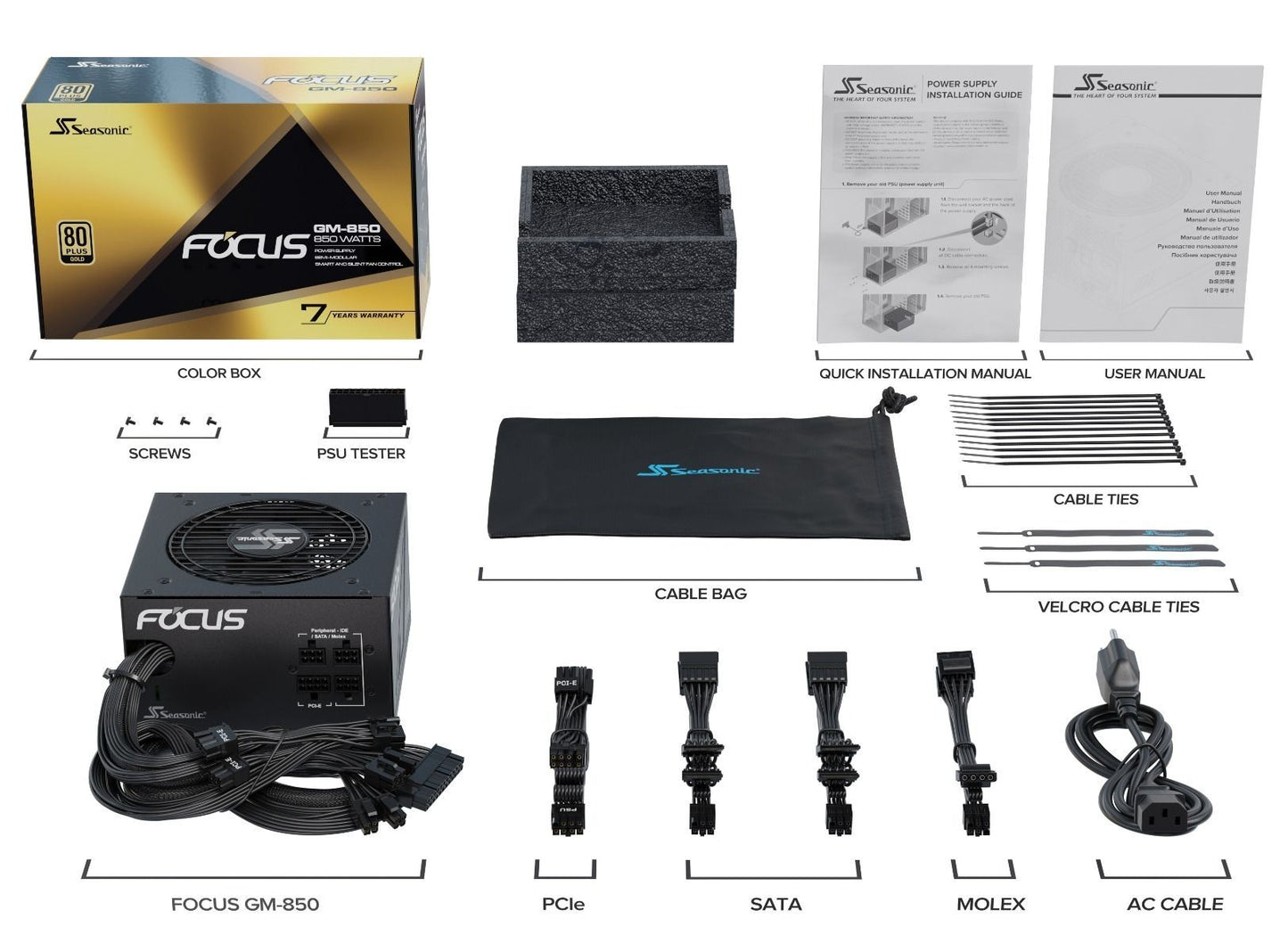 SeaSonic 850W FOCUS GM-850 Gold PSU (SSR-850FM) (OneSeasonic)