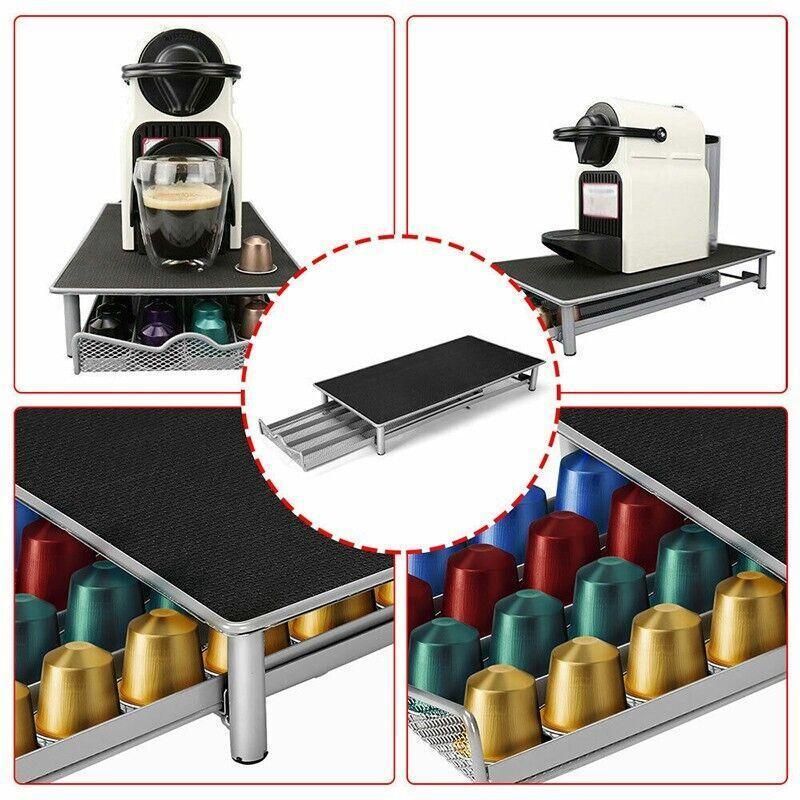 Coffee Capsule Drawer Holder for 40 Nespresso Pods with Non-Slip Top Rack