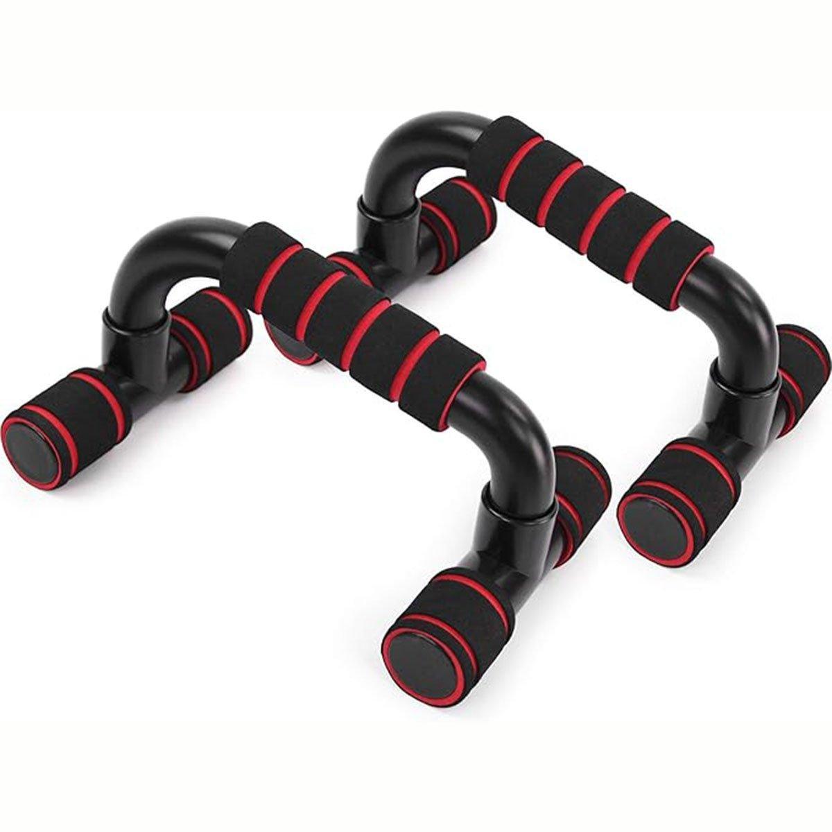 H Shaped Push Up Bars Home Fitness Equipment for Chest Arm Shoulder Training - Red