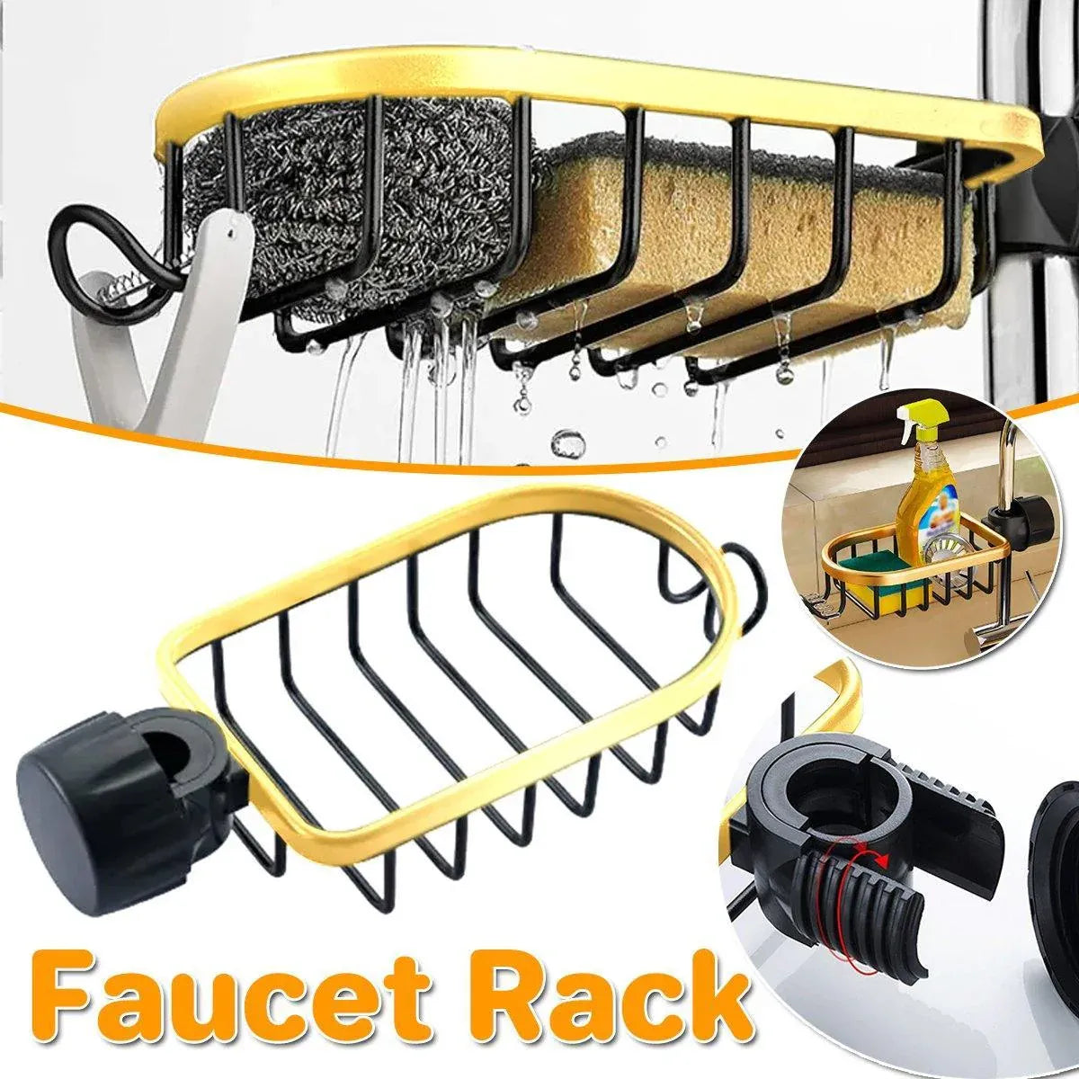 Adjustable Faucet Sink Shelf Drainage Rack Kitchen Storage Organizer for Home