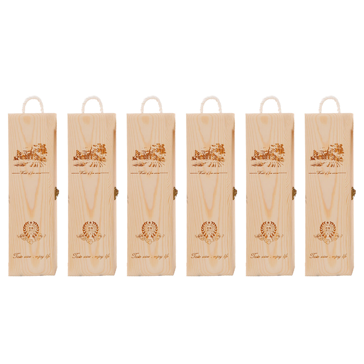 6pcs Red Wine Wooden Gift Box Packaging Storage Box for Wine Bottle Gifts - Single pull-out