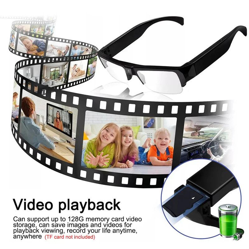 1080P HD Mini Camera Glasses Wearable DVR Video Recorder Black