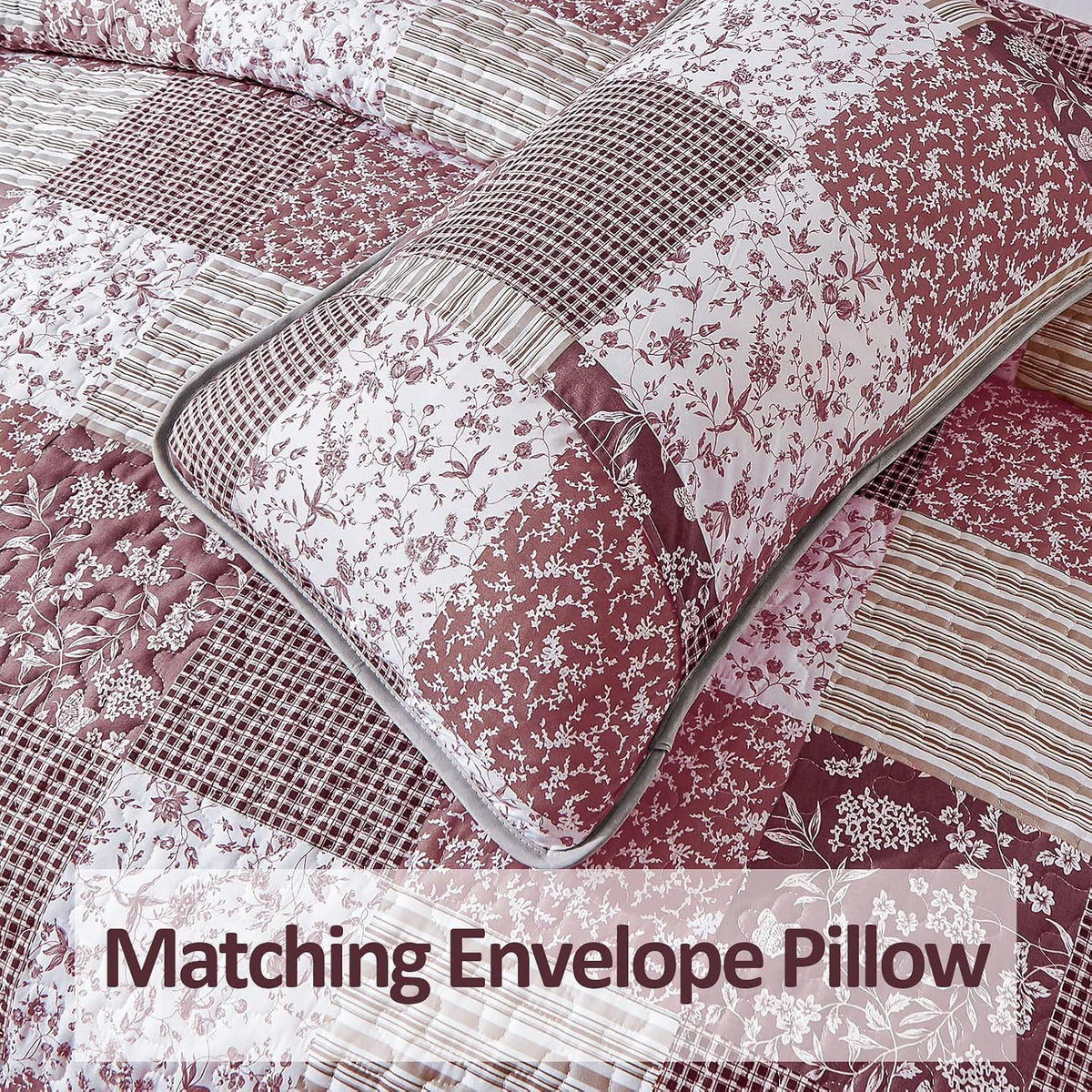 Pink Boho Floralia Patchwork Coverlet Bedspread Set