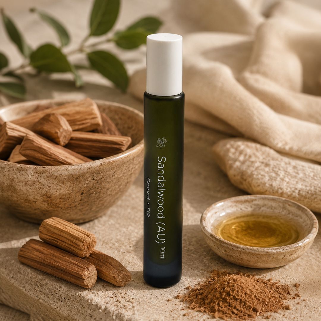 Sandalwood Essential Oil Roller — Warm Grounding Ritual for Sensory Calm, Rest & Emotional Reset