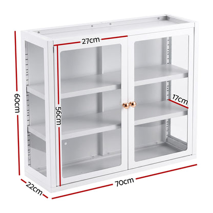 Artiss Buffet Cabinet Sideboard Wall Mounted Clear Display Storage 60cm White