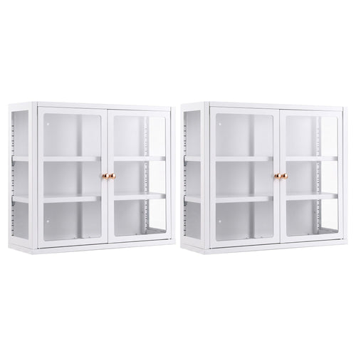 Artiss Buffet Cabinet Sideboard X2 Wall Mounted Clear Display Storage 60cm White