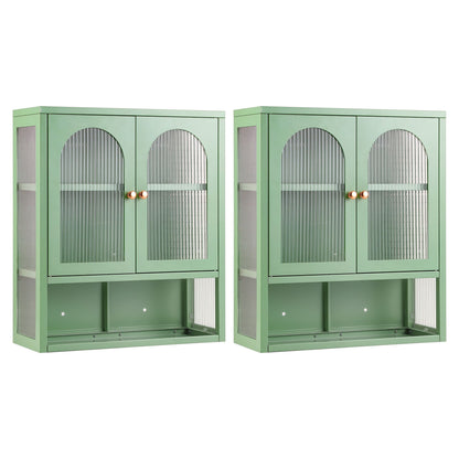 Artiss Buffet Cabinet Sideboards X2 Wall Mounted Fluted Display Storage Green
