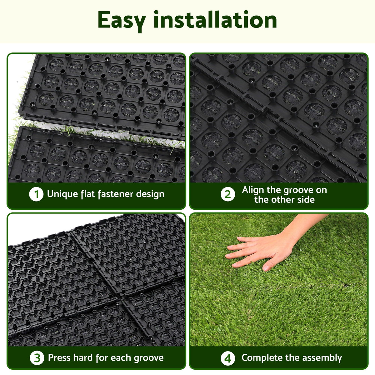 Prime Turf Artificial Grass Turf Tiles Interlocking Fake Grass Mat for Balcony Pet 12 Pack