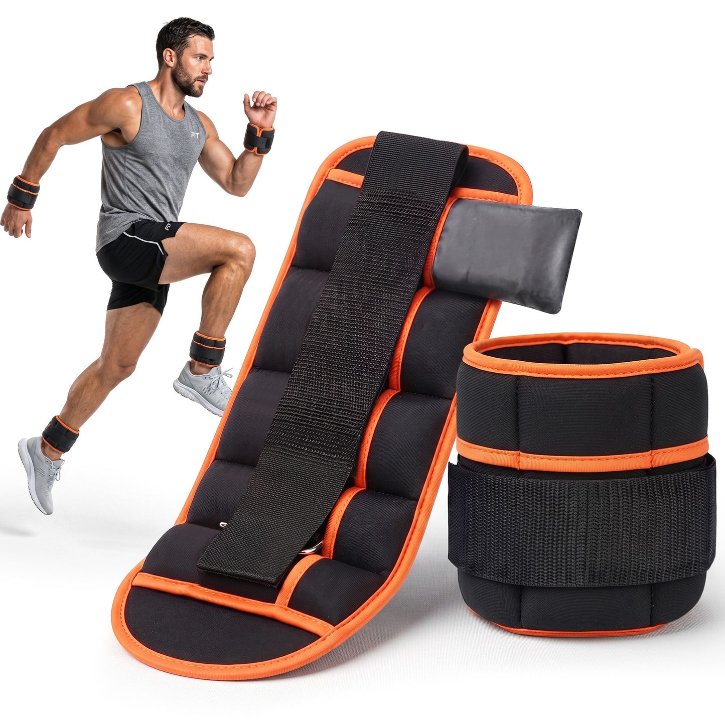 Everfit Adjustable Ankle Weights, 1 Pair (0.9-4.55Kg) Removable Sandbags for Women & Men, Wrist Weights & Leg Weights for Home Gym, Pilates, Walking, Strength Training
