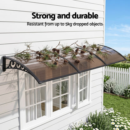 Instahut Window Door Awning 0.8mx3m Brown