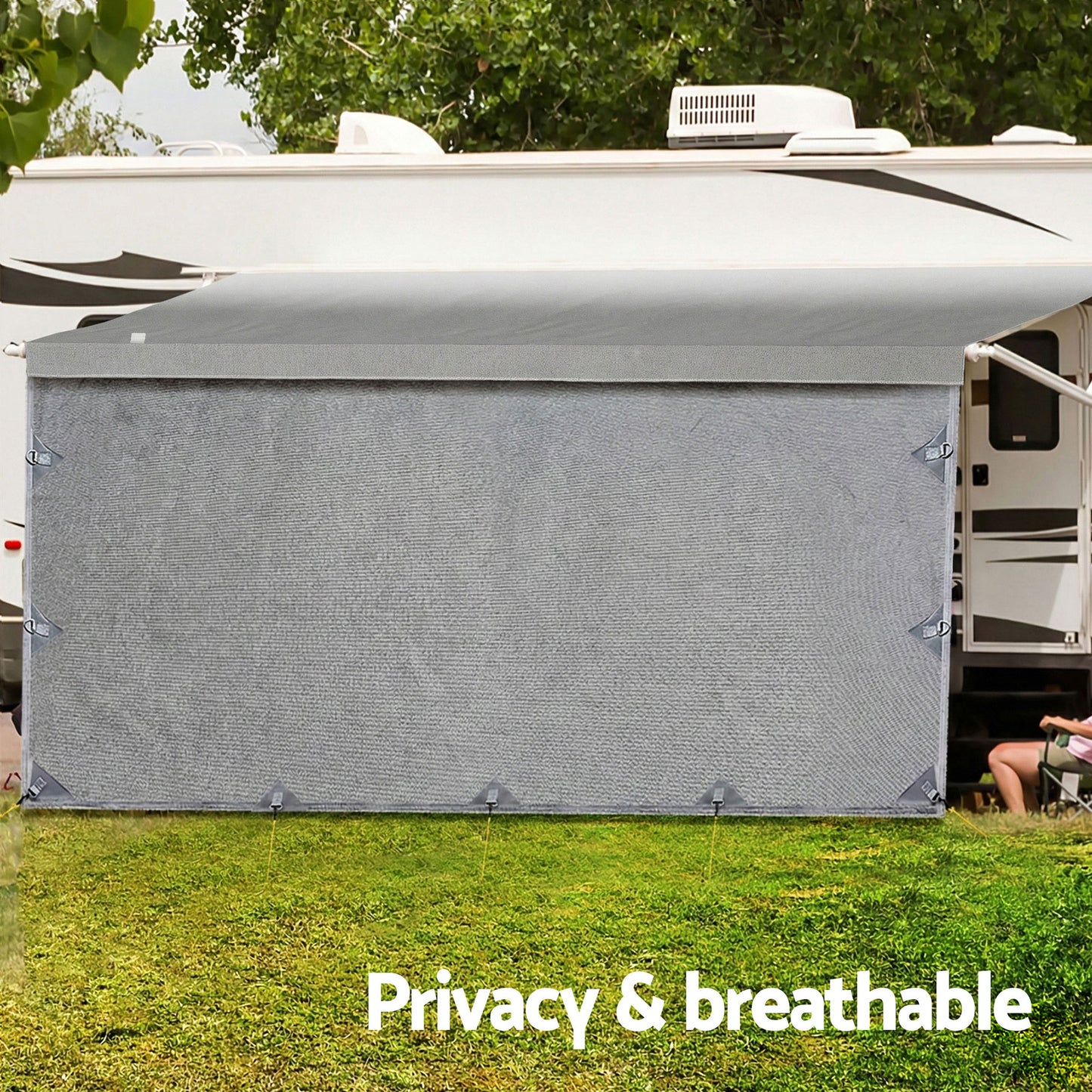 Weisshorn 12ft Caravan Awning Fabric & Privacy Screen RV Roll Out Sun Shade 3.4M