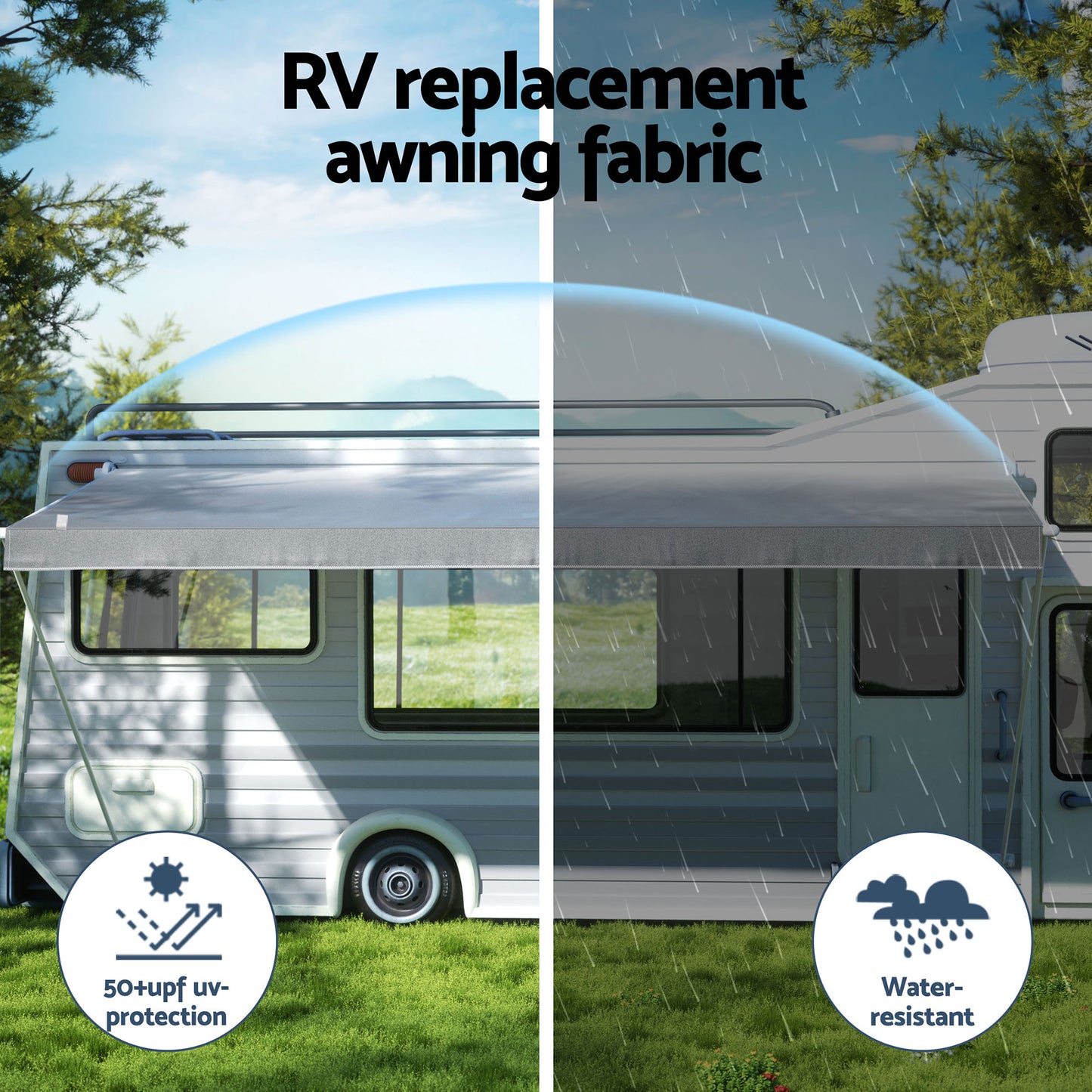Weisshorn 18ft Caravan Awning Fabric & Privacy Screen RV Roll Out Sun Shade 5.2M