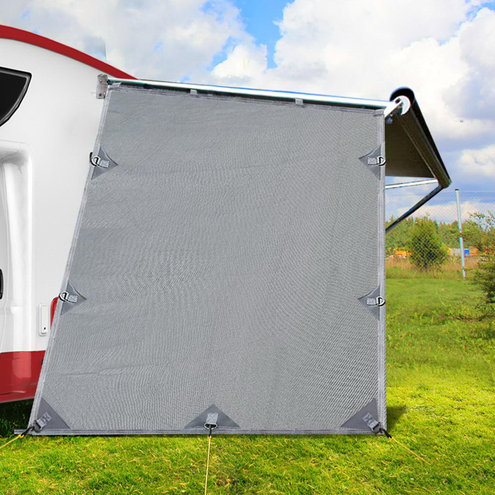 Caravan Privacy Screen Roll Out Awning 1.95 x 2.2M Sun Shade End Wall Side Grey