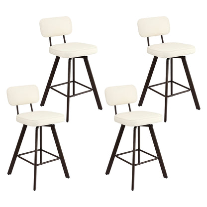Artiss Bar Stools Set of 4 Swivel Counter 68cm Height Stools w/ Padded Backrest Beige