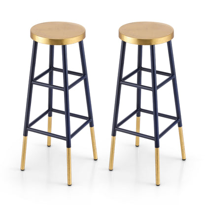 Artiss 2x Bar Stools Metal Gold Navy