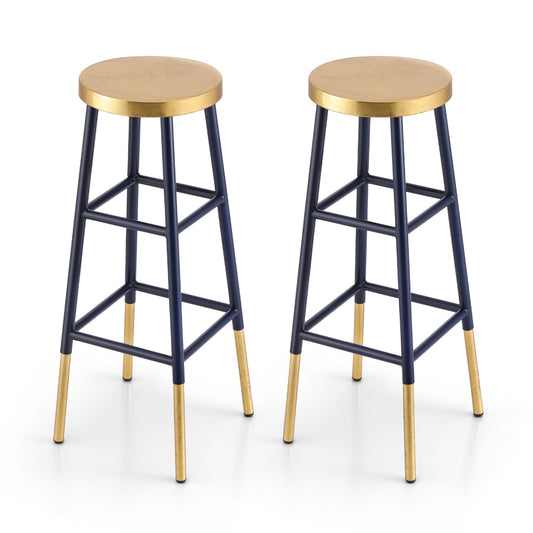 Artiss 2x Bar Stools Metal Gold Navy
