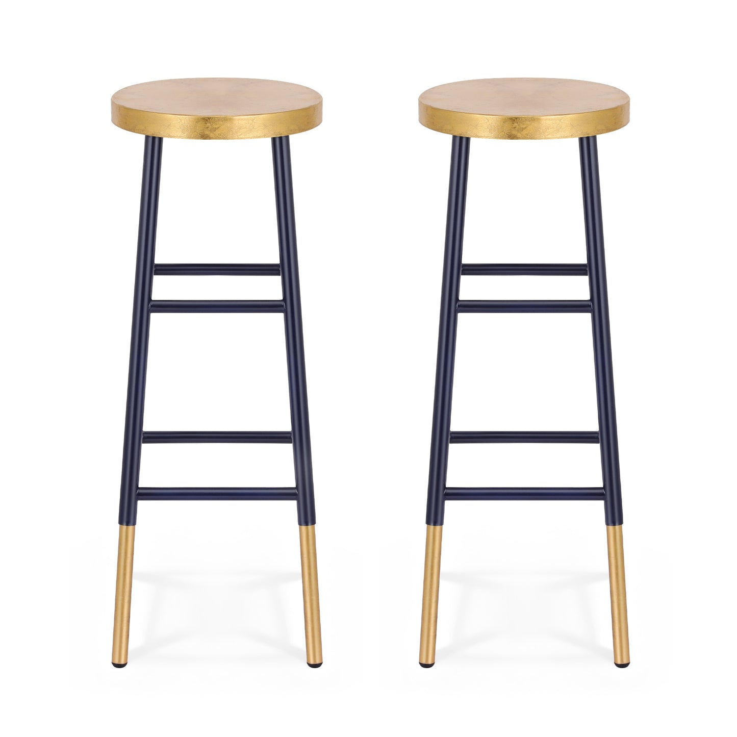 Artiss 2x Bar Stools Metal Gold Navy