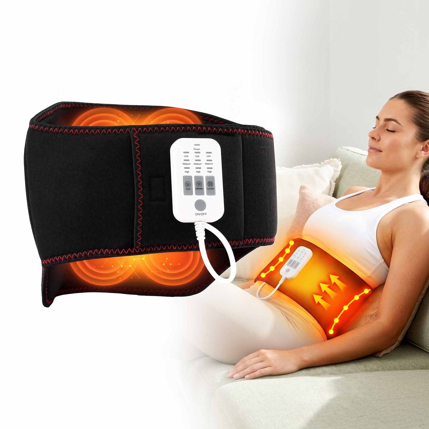 Livemor Back Massager for Sciatica Relief, Airbag Traction and Heat Lumbar Support Belt, 124cm