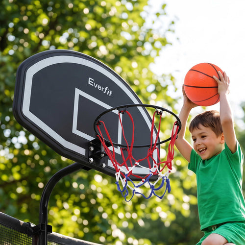Everfit Kids Basketball Hoop with Ball and Pump Fit for Trampoline 25mm-32mm Poles Black