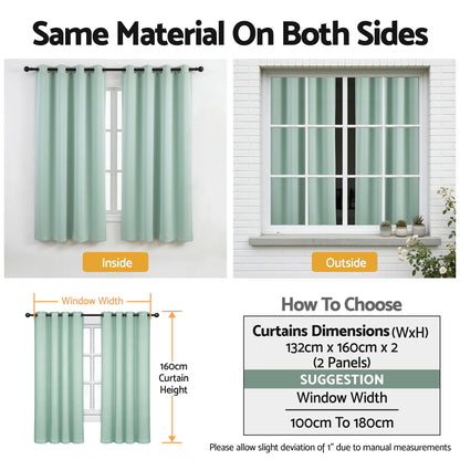 Artiss Blockout Curtains 2X 132x160cm Thermal Insulated Eyelet Drapes Green