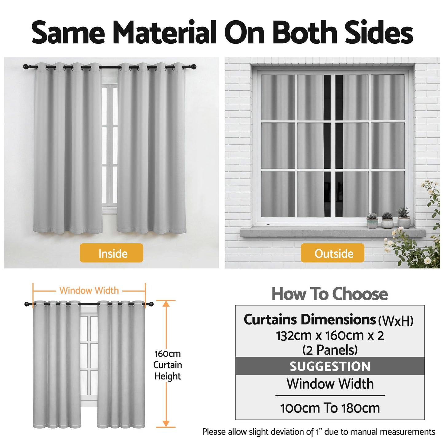 Artiss Blockout Curtains 2X 132x160cm Thermal Insulated Eyelet Drapes Grey