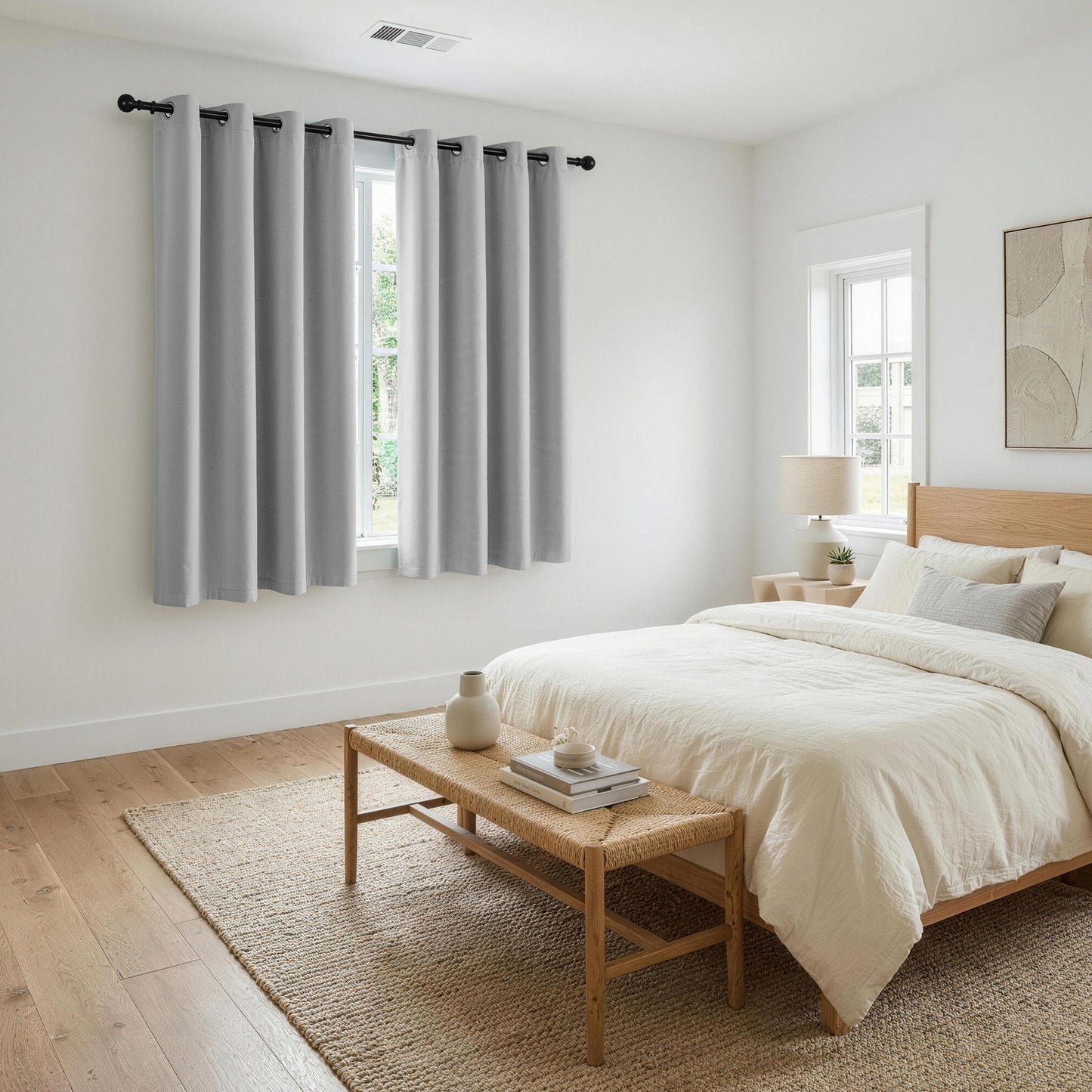 Artiss Blockout Curtains 2X 132x160cm Thermal Insulated Eyelet Drapes Grey