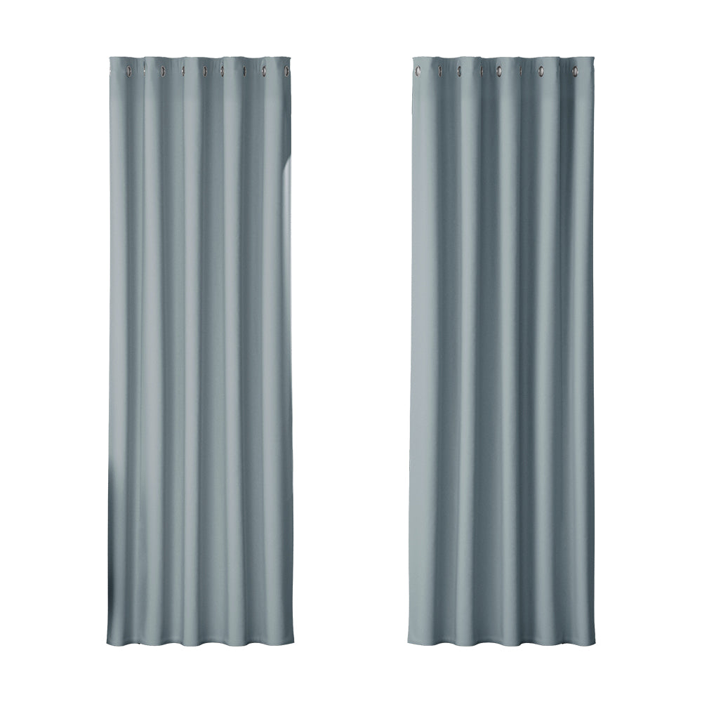 Artiss 2X Blockout Curtains Eyelet 180x213cm Grey