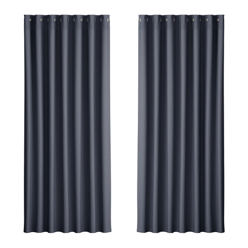 Artiss 2X Blockout Curtains Eyelet 240x230cm Charcoal