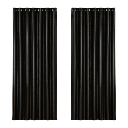 Artiss 2X Blockout Curtains Eyelet 240x230cm Black Shine