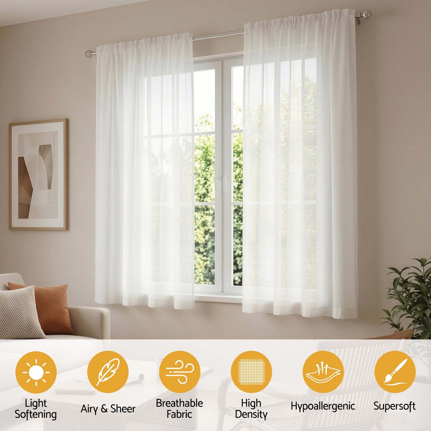 Artiss Blockout Curtains 2X 132x160cm Light Filtering Window Drapes Rod Pocket