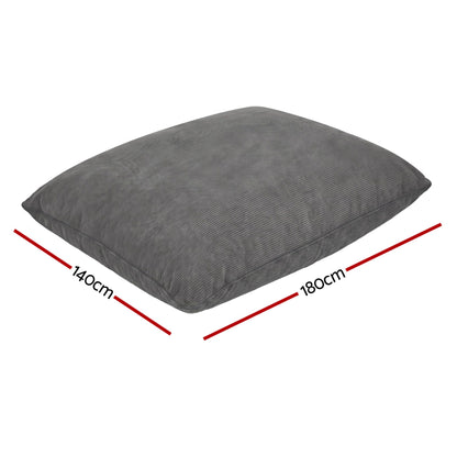 Artiss 3 in 1 Bean Bag Chair Cover (No Filler) Convertible Bean Bag for Adults, Corduroy Stuffed Animal Storage Bean Bag Cover Washable for Living Room Bedroom, Grey