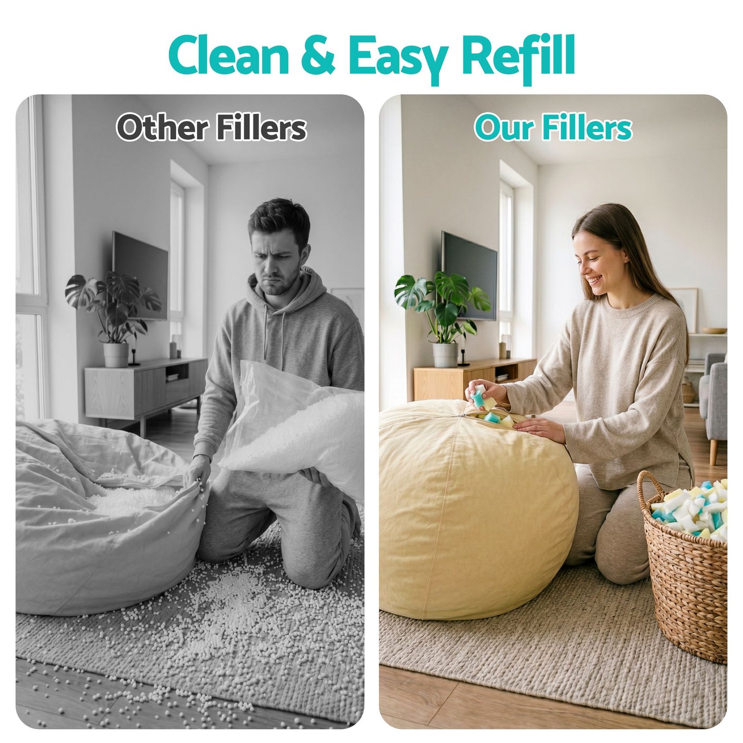 Artiss 10lbs (4.4KG) Bean Bag Filler Shredded Memory Foam Filling High Density Soft Pillow Stuffing for Bean Bag Chair, Couch Cushion, Dog Bed, Stuffed Animals and Arts Crafts